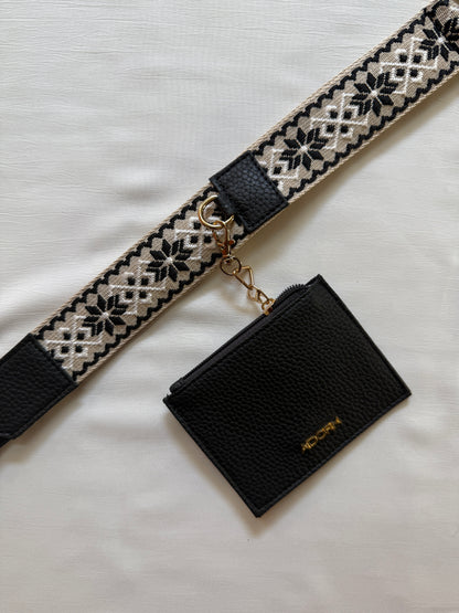 FLOWER BEIGE & BLACK BELT WITH POUCH
