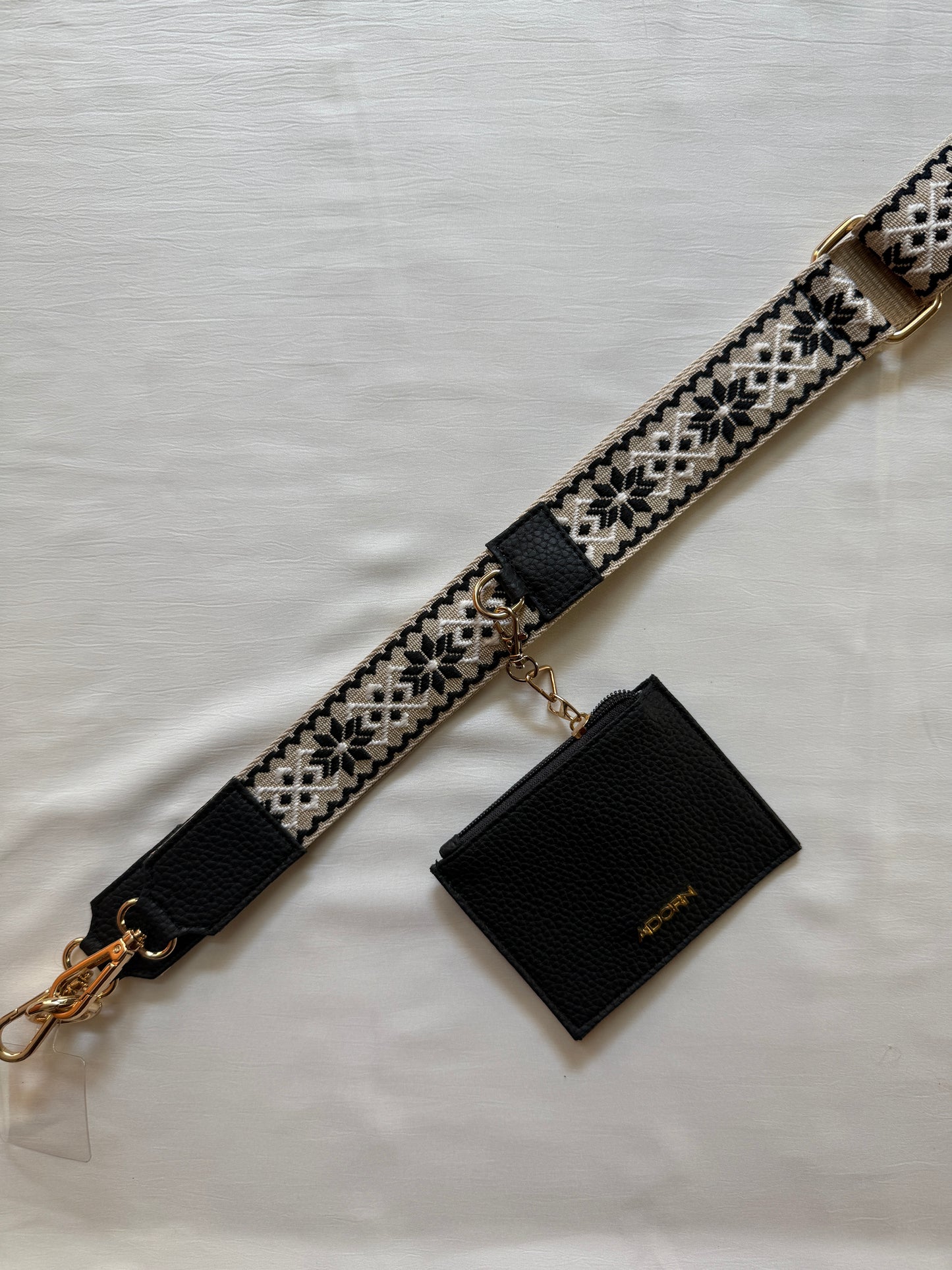 FLOWER BEIGE & BLACK BELT WITH POUCH