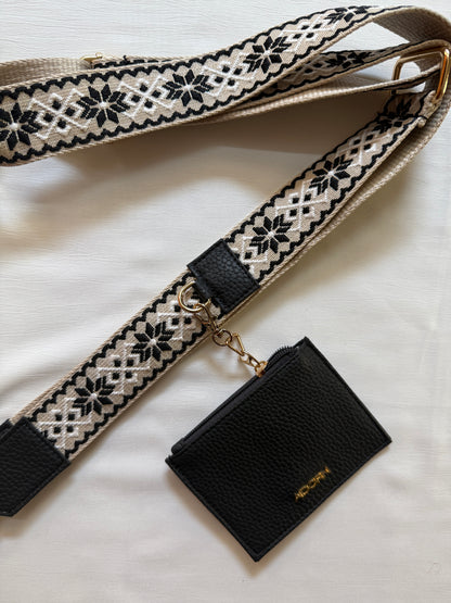 FLOWER BEIGE & BLACK BELT WITH POUCH