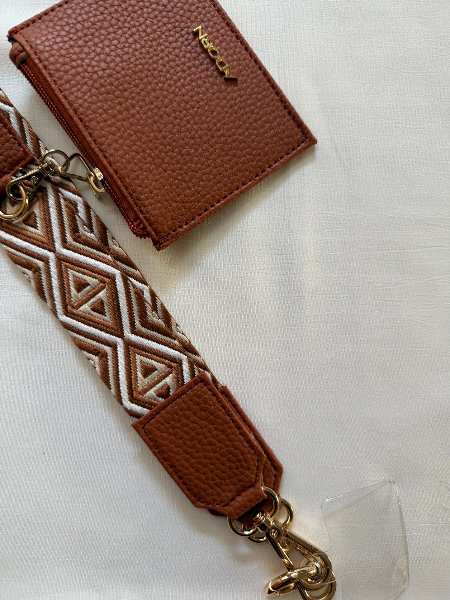 GEOMETRIC ORANGE BELT WITH POUCH